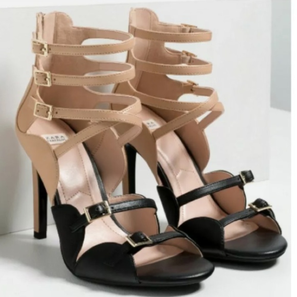 Zara Colorblock sandals high heels size 6.